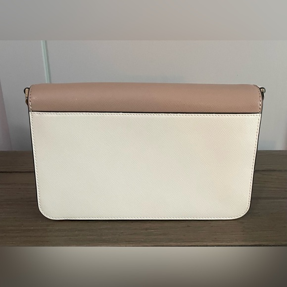 NWOT, Kate Spade Tan, Cream & Black Leather Crossbody Bag with Gold Chain - Picture 3 of 8